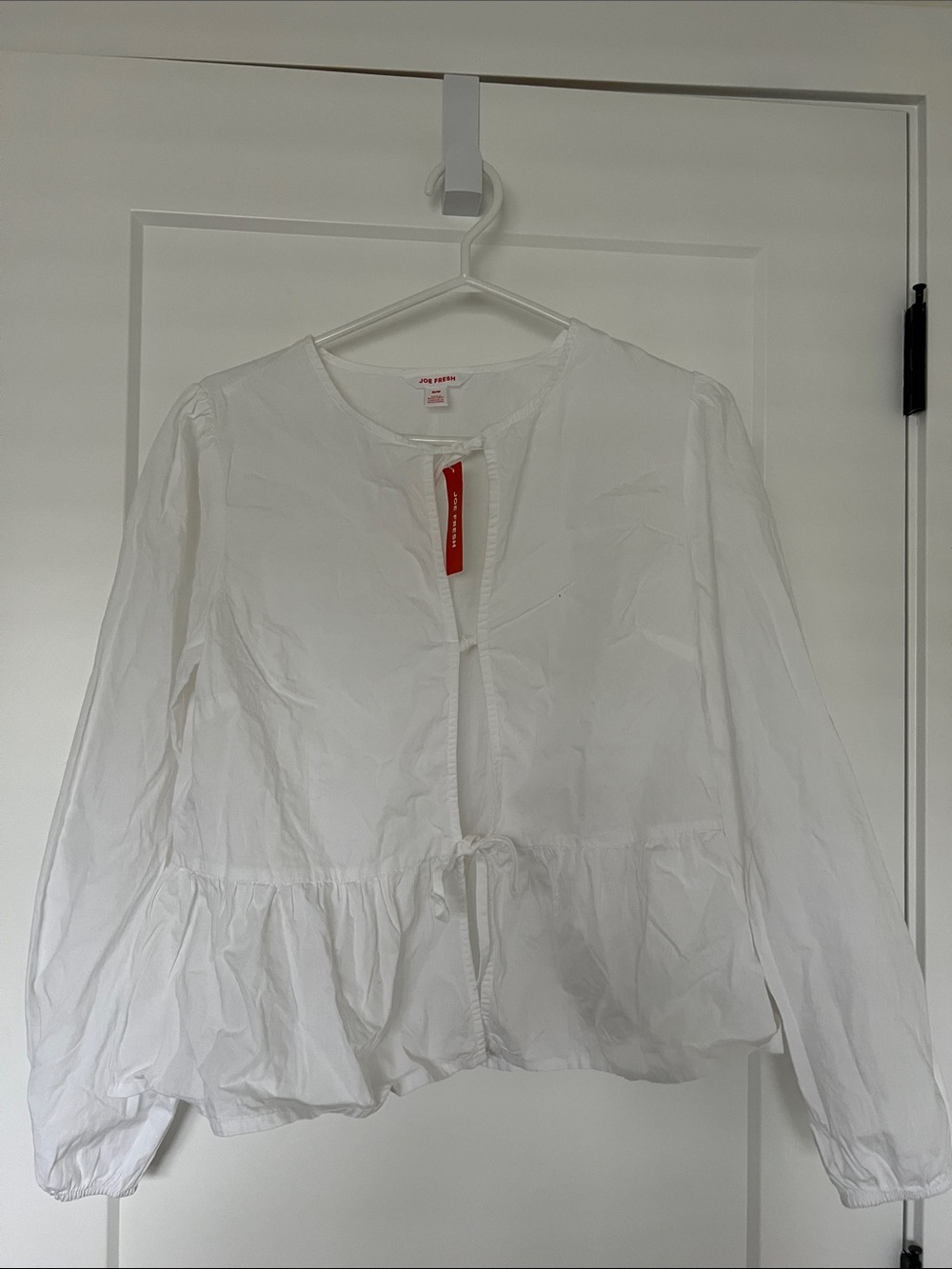 White Peplum Long-Sleeve Top - Joe Fresh